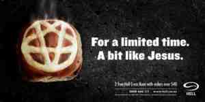hell pizza hot cross bun advert