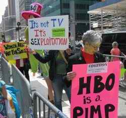 Protestors at HBO