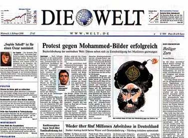 Diw Welt with picture of Mohammed with hat bomb