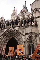 Pen protest at court